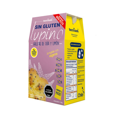 Galletas de Chía y Limón sin gluten y veganas, con Lupino 180g (Junaeb)