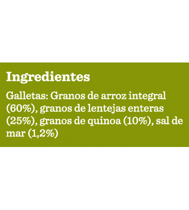 Galletas de Arroz, y Lenteja Quinoa sin gluten, saladas(Junaeb)