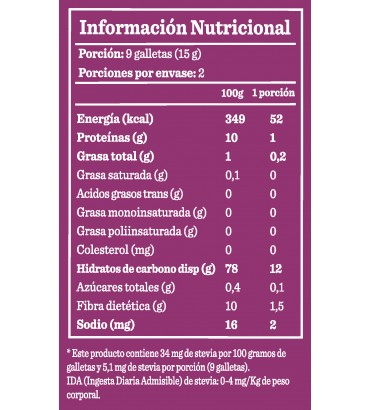 Galletas de Arroz, Maíz y Quinoa sin gluten y sin azúcar dulces (Junaeb)