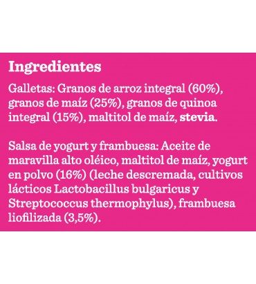 Galletas sin gluten tipo Arroz con Crema de Yogurt y Frambuesa 3 Pockets (Junaeb)