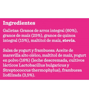 Galletas sin gluten tipo Arroz con Crema de Yogurt y Frambuesa 3 Pockets