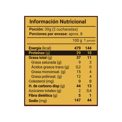 Crema de Avellanas-Cacao sin leche y sin azúcar con Lupino 250g (Junaeb)