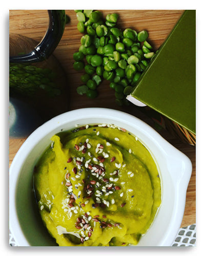 Puré de arvejas y papas con "leche" de arroz