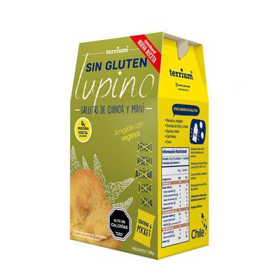 Galletas de Quinoa-Maní sin gluten y veganas, con Lupino 180g (6 pockets)