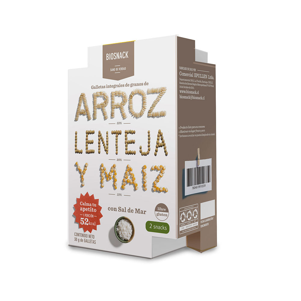 Galletas Arroz, Lenteja y Maíz sin gluten- saladas