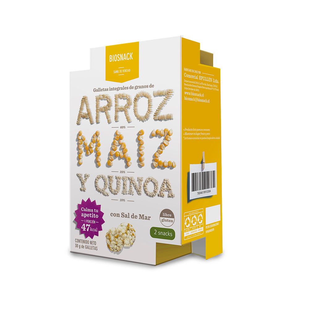 Galletas de Arroz, Maíz y Quinoa sin gluten, saladas