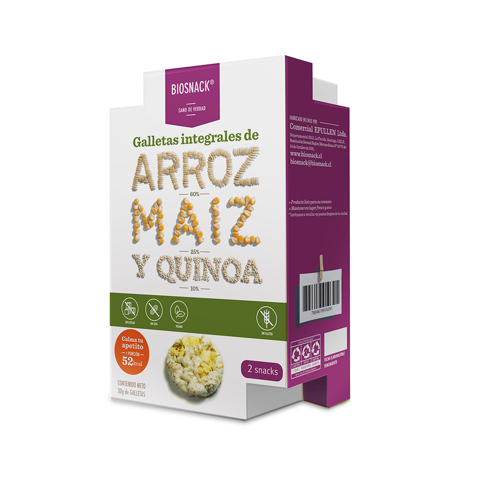 Galletas de Arroz Maíz y Quinoa sin gluten y sin azúcar