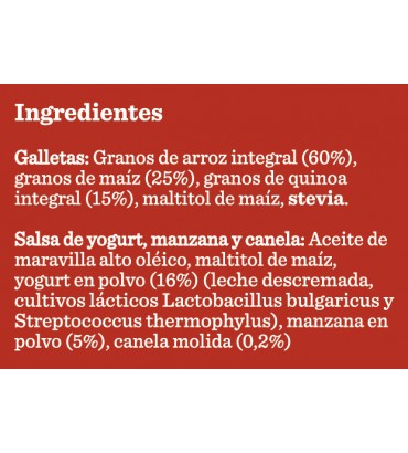 Galletas sin gluten tipo Arroz con Crema de Yogurt Manzana y Canela 3 Pockets (Junaeb)