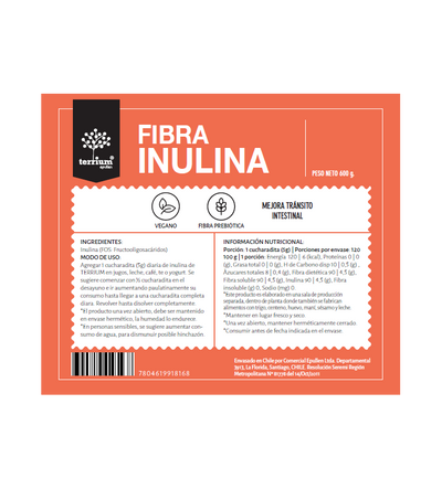 Fibra Inulina en Polvo 600g (Junaeb)