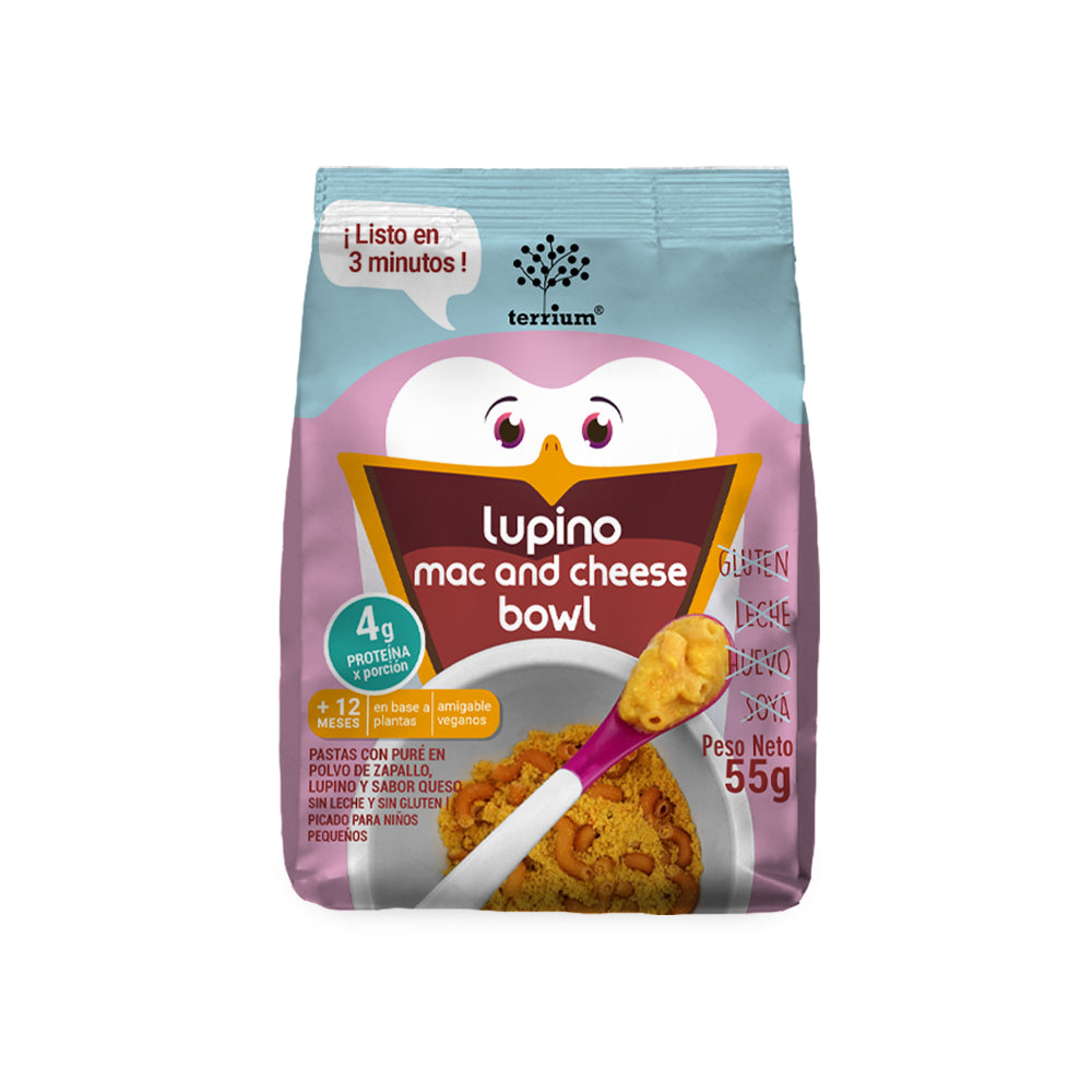 Pasta con puré en polvo de queso vegano, Mac&Cheese Bowl para niños 55g