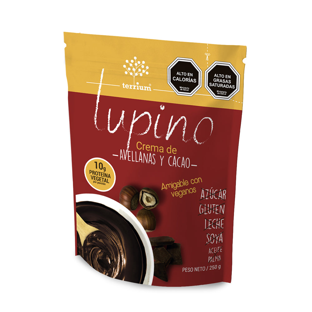 Crema de Avellanas-Cacao sin leche y sin azúcar con Lupino 250g (Junaeb)